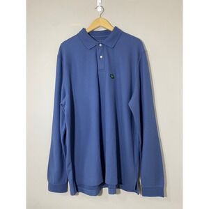 LL Bean Mens Double L Polo Shirt Long Sleeve XL Regular Blue Indigo 300459 NEW